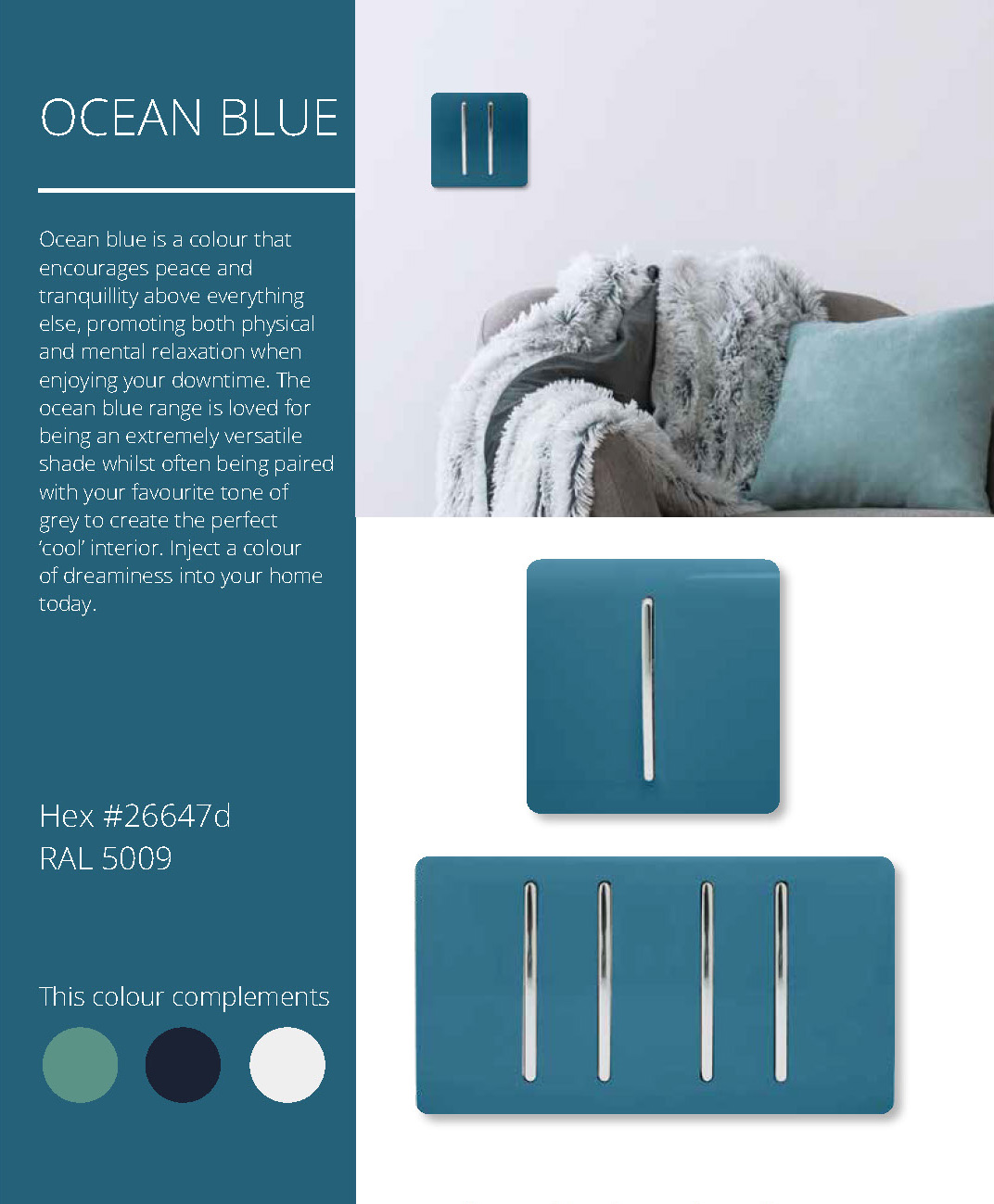 Ocean Blue Spare Plate Wiring Accessories Trendi Decorative Screwless